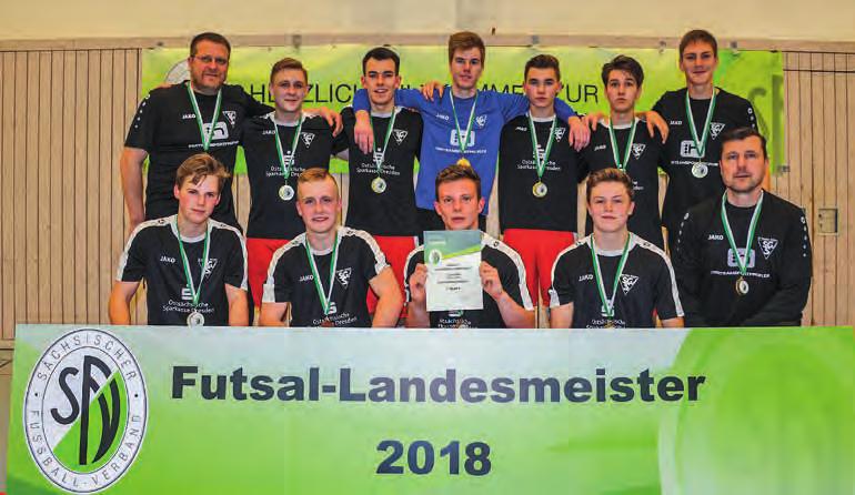 Spielbetrieb Futsal-Landesmeister 2018: SG Dresden Striesen. Foto: Ralf-Dietmar Günther Der Titel um die A-Junioren-Futsal-Landesmeisterschaft wurde in diesem Jahr in Mittweida ausgespielt.