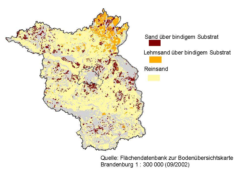 Sandböden in der Region Berlin-Brandenburg 68 % der