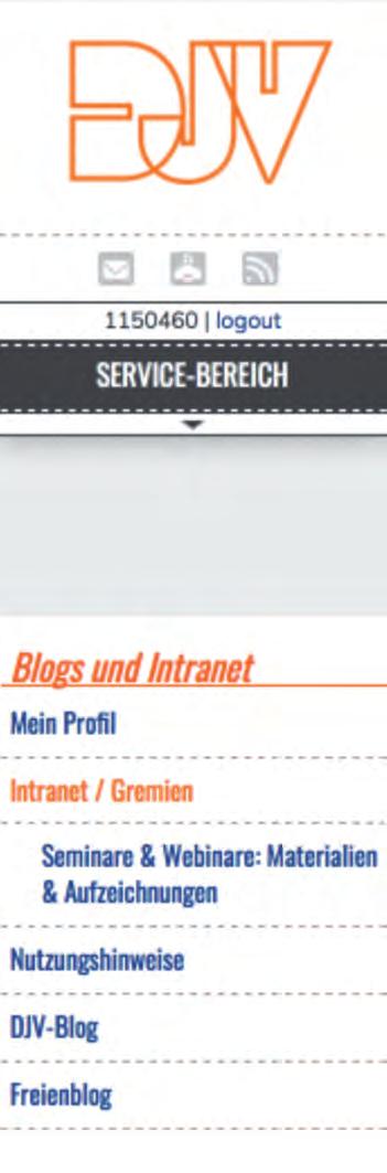 DJV-Mitglieder finden die kostenlosen Mitgliederwebinare im Regelfall kurze Zeit nach der Durchführung im Intranet. Dazu auf die Seite www.djv.de gehen und einloggen.