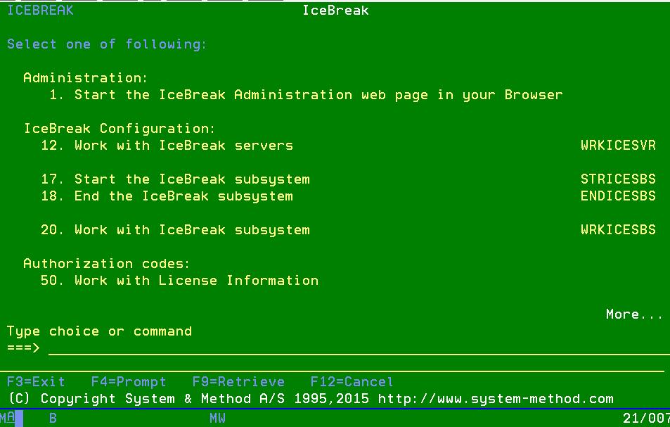 3. Aufruf des Administrationsservers Herzlichen Glückwunsch! Sie haben IceBreak erfolgreich auf Ihrem IBM i Server installiert. Wie Sie IceBreak administrieren können, erfahren Sie hier. 3.