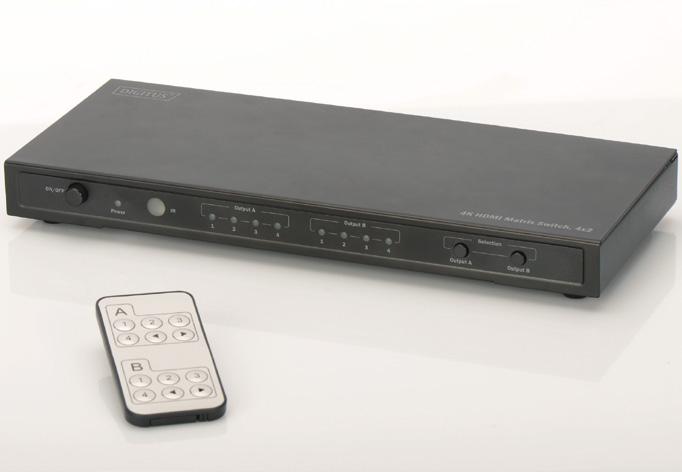 4 Gbps per channel Includes remote control Wechseln Sie bequem zwischen bis zu 4 HDMI- und 2 Wiedergabegeräten ohne lästiges Umstecken und verteilen Sie Ihre Medien-Inhalte, unabhängig von
