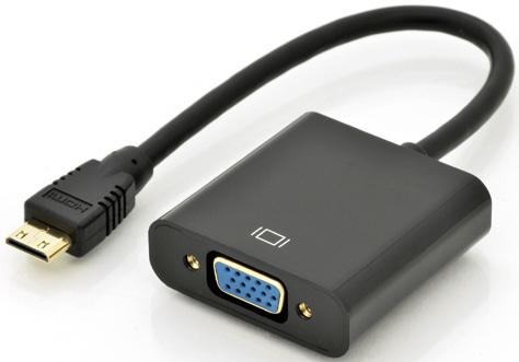 VGA Converter Konvertiert Video-& Audiosignale von Mini-HDMI auf VGA Verbindet Geräte mit Mini-HDMI Anschluss mit älteren VGA-Geräten (TFT-Monitore, TV, Beamer,etc.