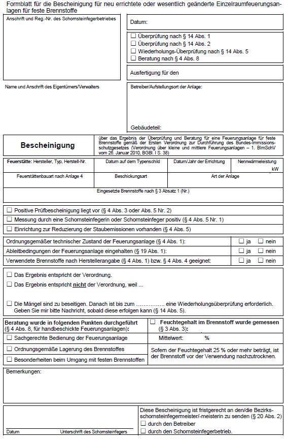 Anhang 2 Formblätter des Bundesverband des Schornsteinfegerhandwerks