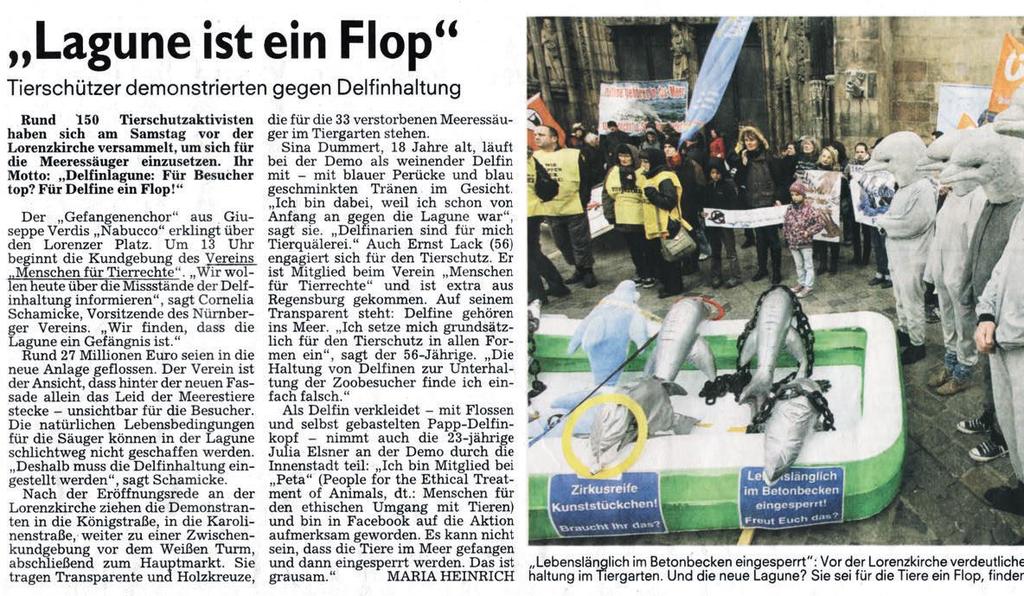 DEMONSTRATION AM 31.03.2012 IN NÜRNBERG Für Besucher top? Für Delfine ein Flop!«eine Demonstration durch die Nürnberger Innenstadt.