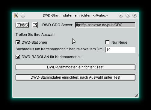 DWD-Stammdaten einrichten Mit DWD-Stammdaten einrichten Test werden Stationen gesucht und