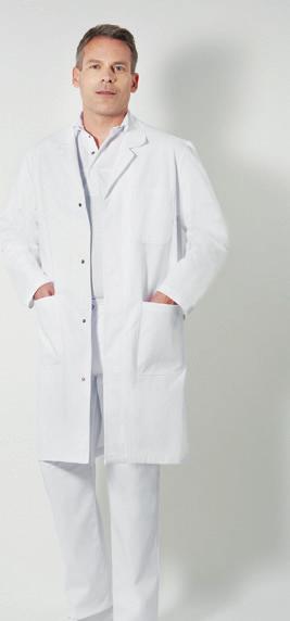 312041-000+Farbe OP-Mantel, Comfort Fit, Stehkragen, eine Brusttasche, zwei Seitentaschen, Knopfverschluss im Rücken, Bindebänder, Rückenlänge 100 cm (Größe 50) Größen: 44-56 100% Baumwolle, 200 g/m