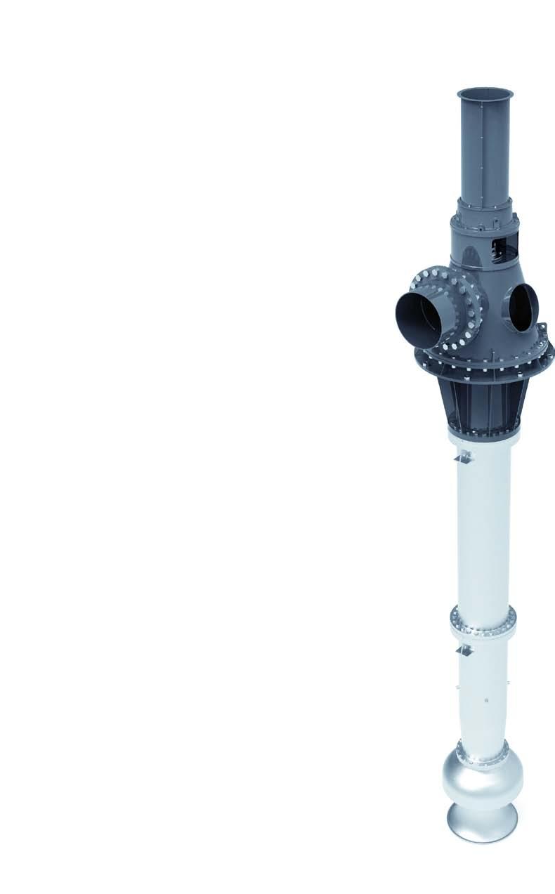 Vertikale Rohrgehäusepumpe PRODUKTVORTEILE Angepasst an Ihre spezifischen Bedürfnisse und Anforderungen Hydraulische Laufradschaufeleinstellung Geschwindigkeitskontrolleinheit für den Antrieb Separat