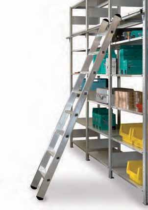 Zubehör / Leitern Aluminium-Regalleiter einhängbar hohe Trittsicherheit durch 80 breite, geriffelte Stufen dauerhafte Stufen-Holm-Verbindung rutschfeste