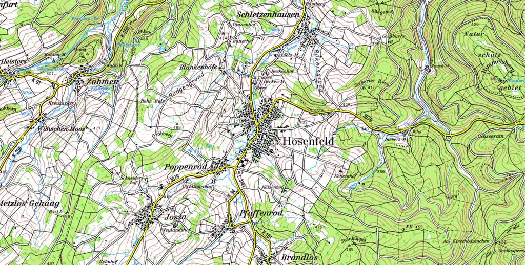 1 Räumlicher Geltungsbereich Der Geltungsbereich des Plangebietes befindet sich an der östlichen Peripherie des Siedlungsbereichs des Ortsteiles Hosenfeld.