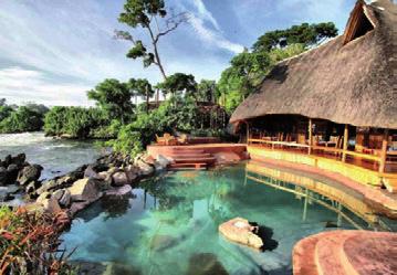 Wildwaters Lodge Speke Resort 1 2 3 Nächte mit Transfer Lage: Die Wildwaters Lodge liegt in einem tropischen Wald auf der privaten Insel Kalagala, inmitten des Nils, ca.