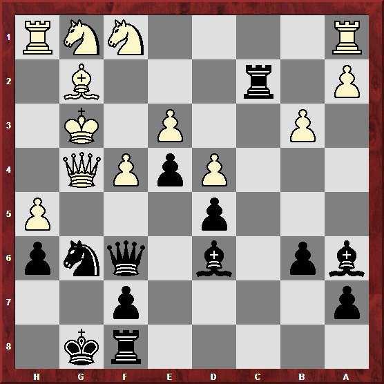 De5; Den Tc6 zu ziehen macht, wegen Lxe6+ keinen Sinn. Das gleiche gilt für den Tc8) 35.e7 Txd4+ 36.cxd4 De8 37.De6+ Kg7 38.De5+ Kg8 39.Dxd5+ Kg7 40.De5+ Kf7 41.d5 Tc5 42.De6+ Kg7 43.d6 Txc2+ 44.