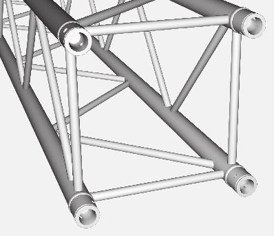 4-Punkt system 50x2 mm rohr, 25x3 mm Diagonalen F ür sonderkonstruktionen geeignet Optional Heavy-Duty Version 400 350 400 350 powder coating available 400-4 4-point minium truss inclusive connectors