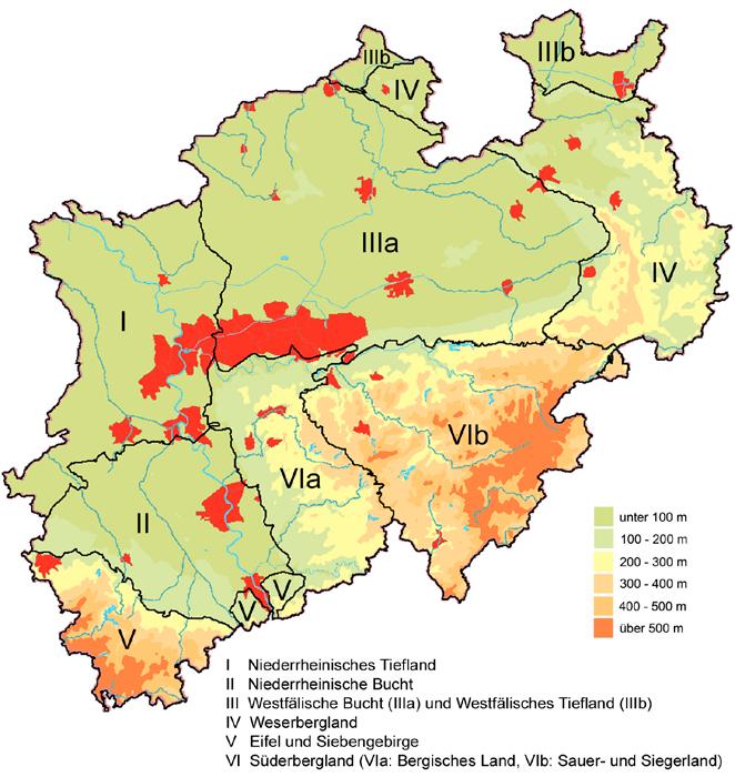 Esser, Fuhrmann, Venne: Rote Liste Nordrhein-Westfalens A M P U L EX 2 2 0 1 0 Abb. 12: Regionalisierung auf Basis der sechs Großlandschaften.