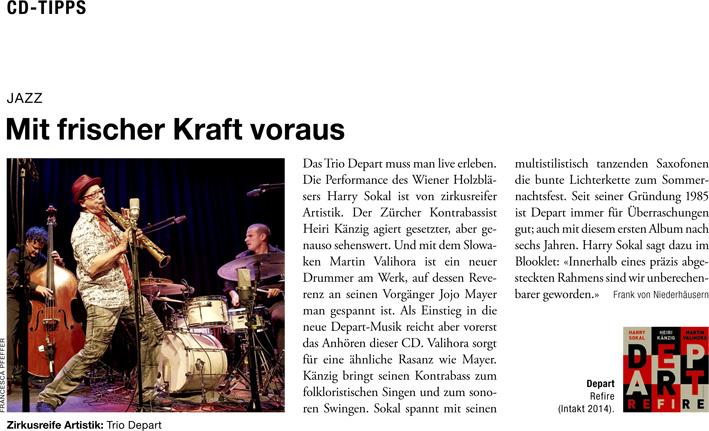 Pirmin Bossart, Jazz'n'More, Juli/August 2014, Schweiz Frank