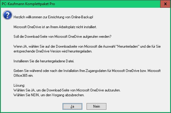 Ist Microsoft OneDrive auf Ihrem Rechner noch nicht installiert, wird das folgende Fenster für die Einrichtung angezeigt.
