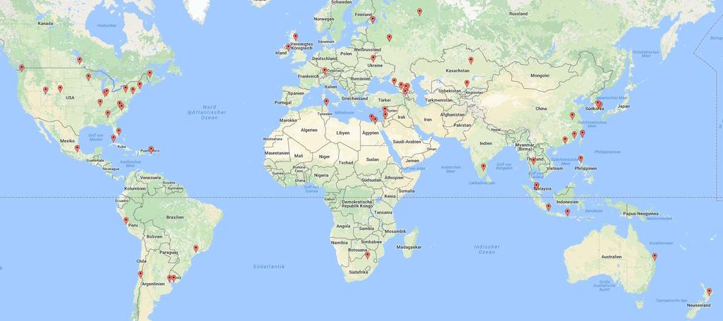 Osteuropa, Naher Osten, USA und Südamerika