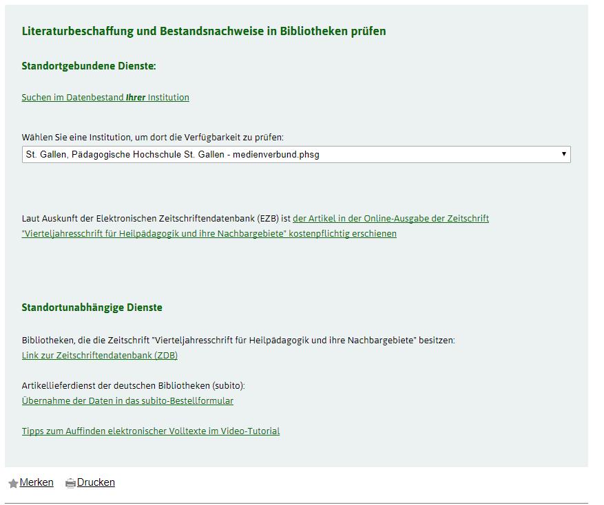 FIS-Bildung Literaturdatenbank: Verfügbarkeit 3 2 1 1. Ev. Informationen zu frei verfügbaren elektronischen Texten 2.