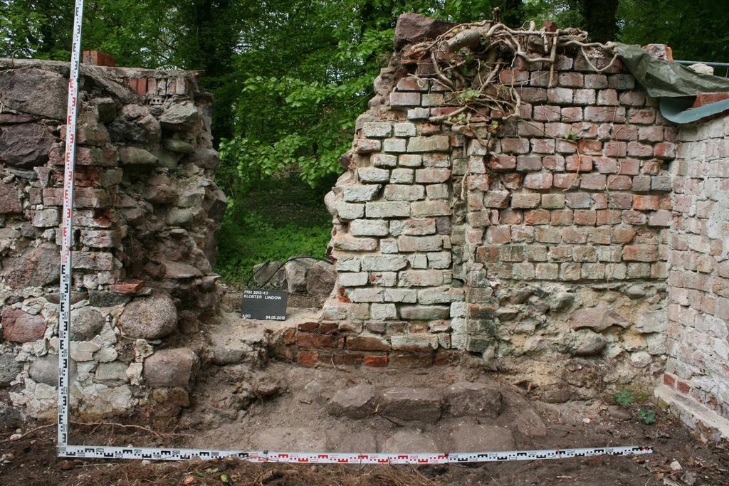 Ausgrabung (ABD) Klosteranlage Lindow, Ostflügel 2012 (BLDAM-Nr.: PRH 2012:43) Abb.: Westprofil 1 mit Treppe (Bef.