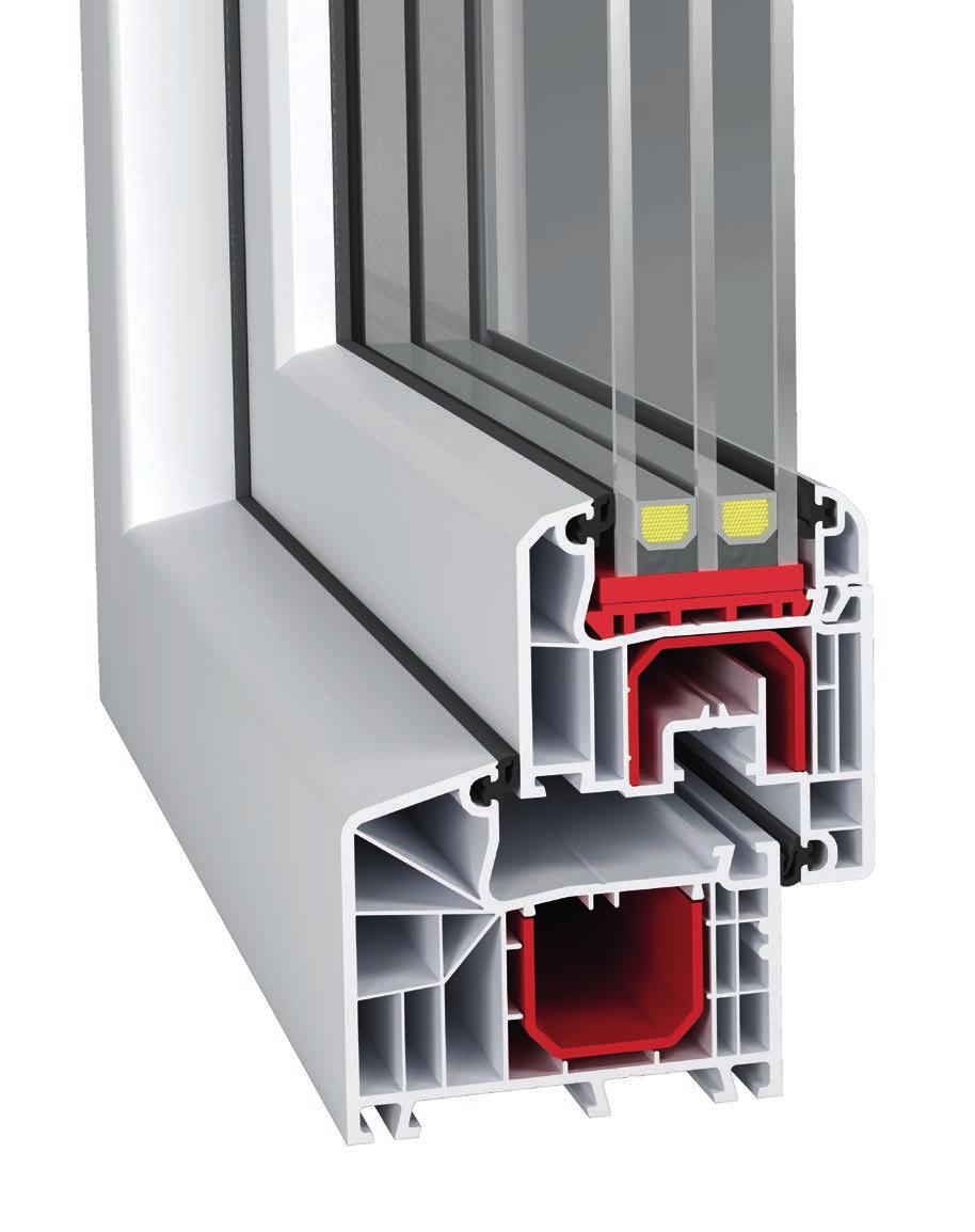 Die stabile Profilkonstruktion mit einer Bautiefe von 70/85 mm und großen Kammern für Stahlaussteifungen garantiert optimale Statik und ermöglicht gleichzeitig die Herstellung großdimensionierter