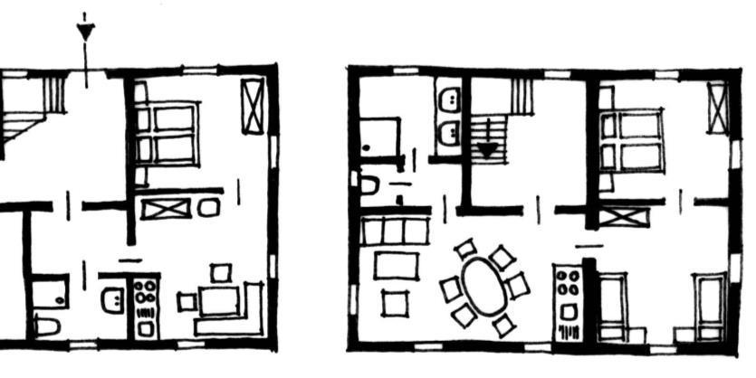 Die geräumige Wohnung 8 im Obergeschoß verfügt über 80 m². Dort finden 2-8 Personen ihren Platz.