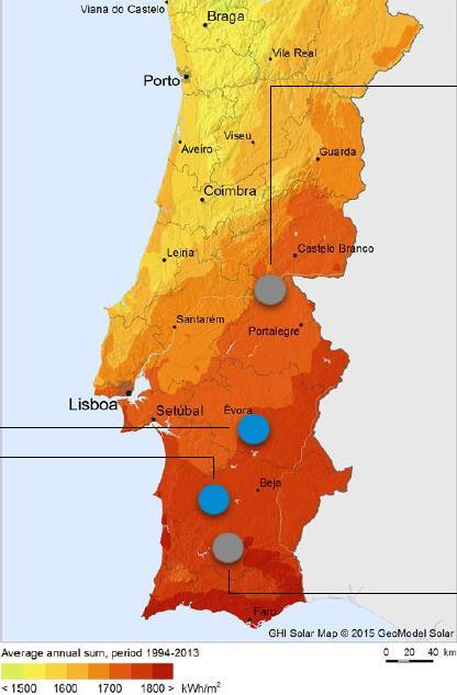 Solarpark-Projekt Sol 2 Solarparks in Portugal rund 130km (süd-)östlich von Lissabon Datenhistorie zu den Sonnenstunden in Portugal