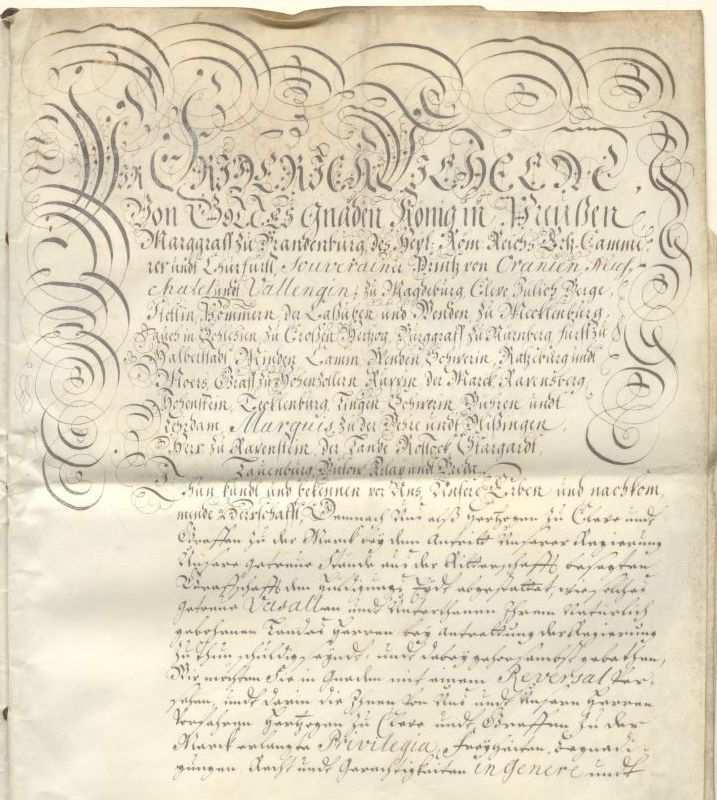 1713 wurde von den zahlreichen zu Preußen gehörenden Territorien, darunter seit 1609 auch die Grafschaft Mark, die traditionell übliche Huldigung, d.h. das Versprechen des Gehorsams gegenüber dem Lehens- und Landesherrn erwartet.