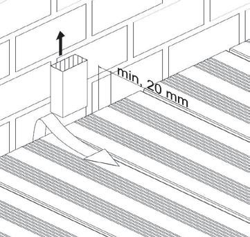 SCHRITT 4 Stecken Sie den Edelstahlclip über jeder Unterkonstruktion bis zum Anschlag an die untere Nutwange der Terrassendiele (Abb. 1.2).