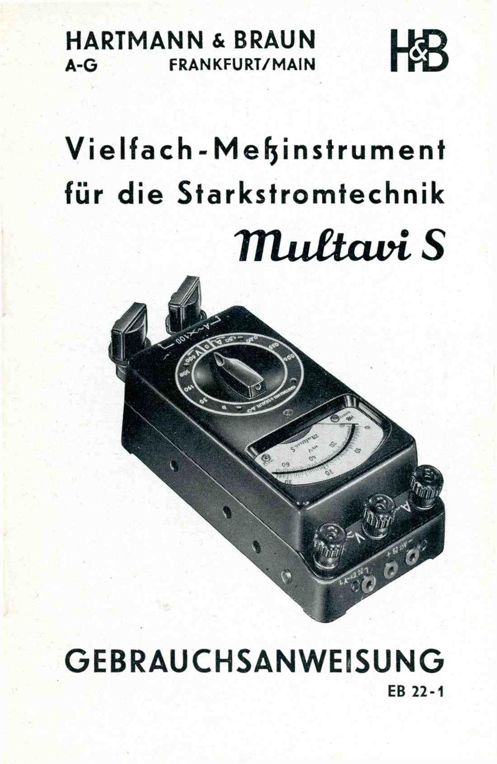 HARTMANN &BRAUN A-G FRANKFURT/MAIN Vielfach- Meßinstrument