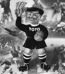 70 Jahre Fußball-TOTO Zeitgenössische Werbung: Der TOTO-Fritze lädt zu Beginn der 50er Jahre zum Mitspielen bei der Fußball-Wette ein.