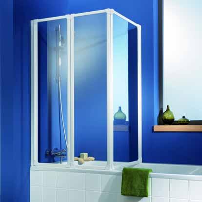 PRIMA, 3-teilig mit Seitenwand Faltmöglichkeiten Praktischer Spritzschutz für die Badewanne.
