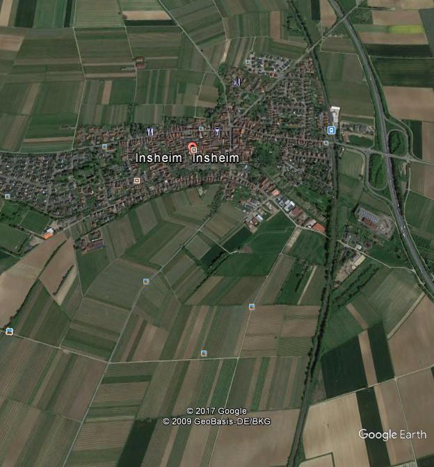Lage des Kraftwerks: Insheim (2000 Einwohner) 5 km südlich von Landau Ca.