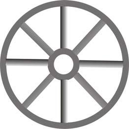 Speichenrad: Radkranz (Äußerer Reifen): Außenradiu: R = R = 6 r, Innenradiu: Rai = Raa r, Radnabe (Innerer Ring): Außenradiu: Ria = Rii + r, Innenradiu: Rii = r Beide Ringe haben die Höhe: h= r aa