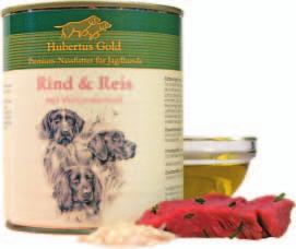 Hubertus Gold ist die Premiumnahrung für den normal aktiven Jagdhund. Es enthält sehr viel frisches Fleisch (65% Fleischanteil!