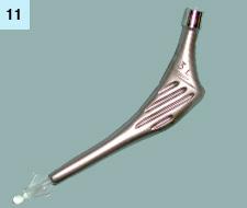 Prothesen-Schäfte Zementfreie Schäfte werden nach entsprechender Vorbereitung des Markraumes des Oberschenkelknochens passgenau mittels press-fit Mechanismus verankert.