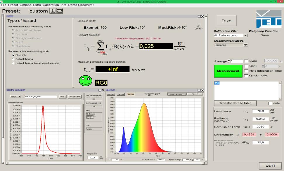 spektr. Bestrahlungsstärke/ W/m2 nm Abb. 11 Screen shot der Auswertesoftware 3.