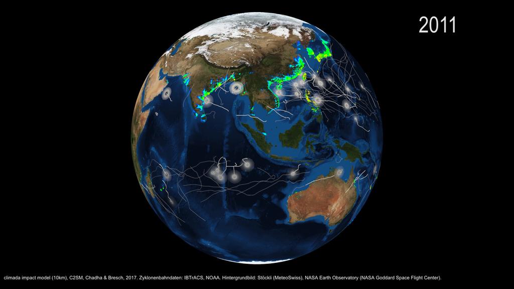 Global tropical cyclones, 1987-2016, CLIMADA impact