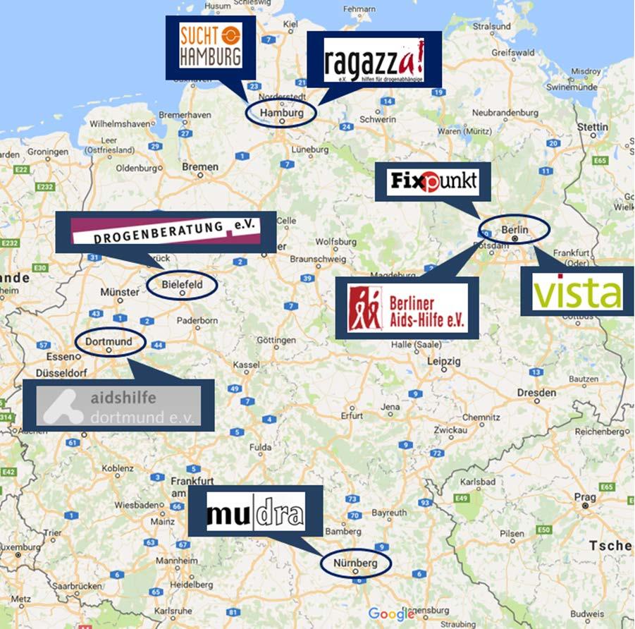 Wer ist beteiligt? 8 lokale Einrichtungen 5 Städte Deutsche AIDS-Hilfe e.v.