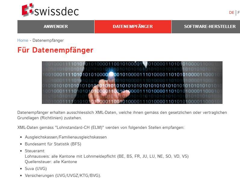 Website von Swissdec (www.swissdec.