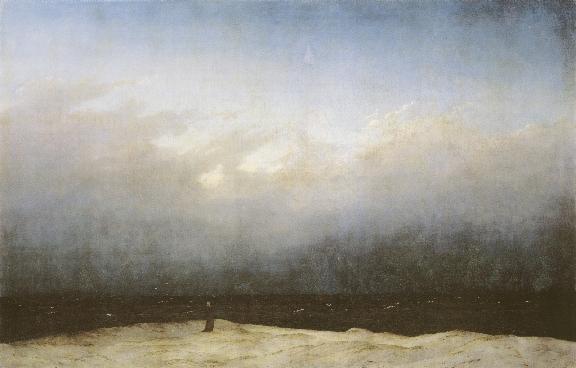 Heinrich von Kleist, Empfindungen vor Friedrichs Seelandschaft, 1810: Das Bild liegt mit seinen zwei oder drei geheimnisvollen Gegenständen wie die Apokalypse da, als ob es Youngs Nachtgedanken