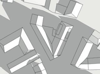 Die Simulation zeigt, dass bei einer Nachbarbebauung mit einer Firsthöhe von 92,80m ü.n.n. die Fenster des 1. Obergeschosses max. 45 min Sonne erhalten (Abb. 16, 17). Die Fenster der Gaube werden max.