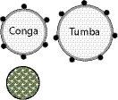 Congas Unter dem Oberbegriff Congas, unterscheidet man drei verschiedene Größen: Die Tumbadora, auch Tumba genannt, ist die