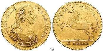 Zainende, vz 875,- 56 1/4 Dukat 1720, Kassel. 0,84 g. Büste r. / Steigender Löwe hält Schwert. Gold. Friedb.1275; Schütz 1423.1. ss 545,- 46 Friedrich Wilhelm III.