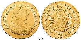 , 1745-1765 Dukat 1765, Wien G/C-K. 3,47 g. Posthume Prägung 1772. Drapierte Büste r.
