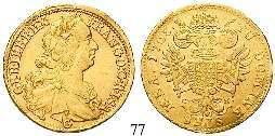 723a. selten. ss+ 1.650,- 78 Joseph II., 1765-1790 Dukat 1785, Kremnitz. 3,48 g. Stehender Herrscher.