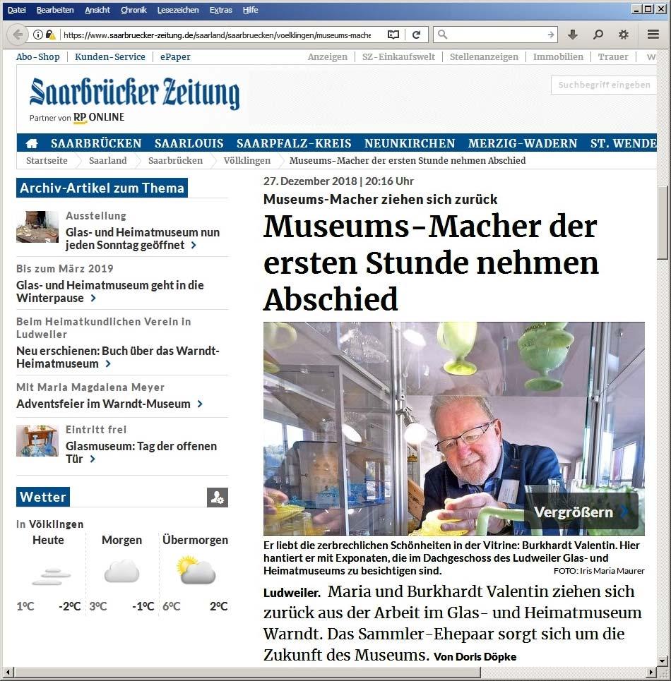 Abb. 2018-1/70-01 Museums-Macher ziehen sich zurück - Museums-Macher der ersten Stunde nehmen Abschied www.saarbruecker-zeitung.