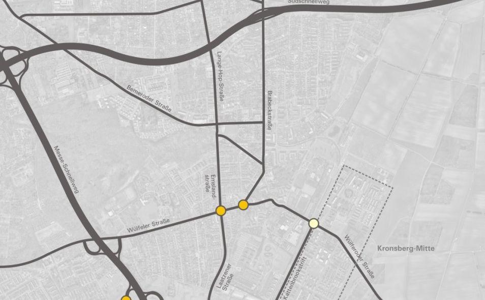 Analyseverkehrsstärken Als Grundlage für die verkehrliche Bewertung des Straßennetzes im Umfeld des Quartiers Kronsberg Süd sind im am 25.02.