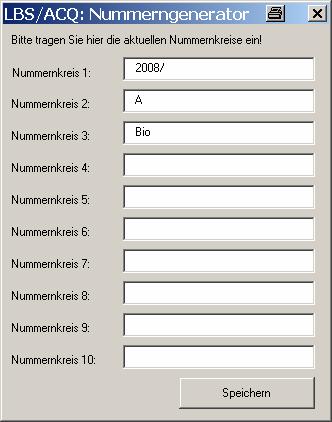 Anwendung der neuen Scripte Nummernkreise festlegen Es wird ein Dialogformular angezeigt, in dem Sie die Anfänge der Nummernkreise eintragen können.