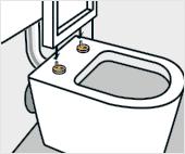 Diese sind drehbar, wodurch sie sich in der Breite genau an den WC-Sitz anpassen lassen. Wenn der WC-Sitz dann richtig sitzt, kannst Du die Arretierung eindrücken und den Sitz wieder abnehmen.