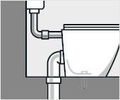 Zeichne die Position des WCs und die Position der beiden Befestigungslöcher am Boden an. 4. Arbeitsschritt Nimm das WC mit dem Anschlussbogen wieder beiseite.