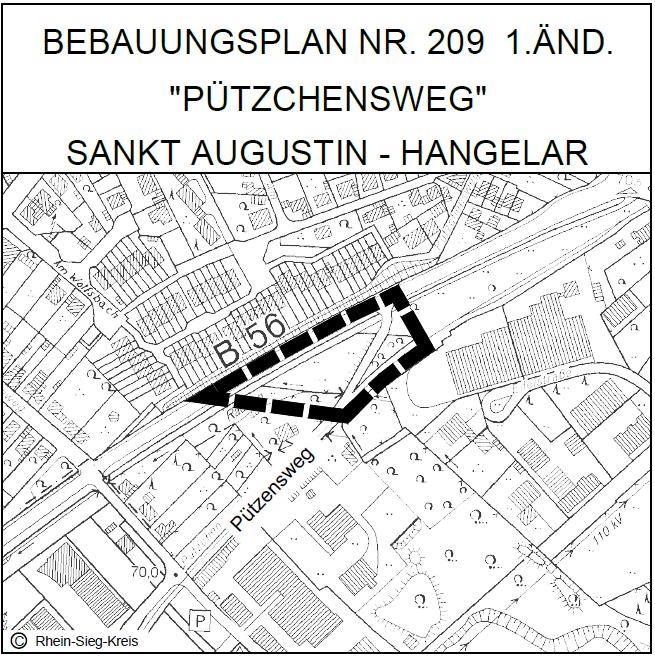 Bekanntmachung der Stadt Sankt Augustin Bebauungsplan Nr. 209, 1. Änderung Aufstellungsbeschluss gemäß 2 Abs. 1 Baugesetzbuch (BauGB) und öffentliche Auslegung gemäß 3 Abs.